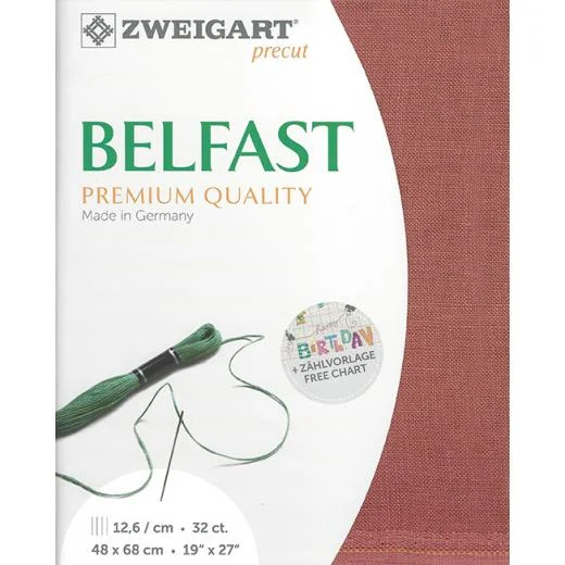 Zweigart Belfast 32ct - 4030 terracotta (Precut)