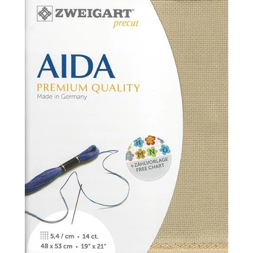 Zweigart Aida 14ct - Farbe 309 beige (Precut 48x53 cm)