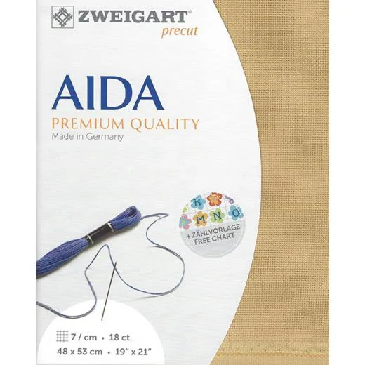 Zweigart Aida 18ct - Farbe 3040 safari (Precut 48x53 cm)