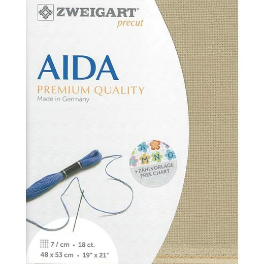 Zweigart Aida 18ct - Farbe 309 sand (Precut 48x53 cm)