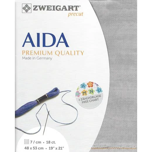Zweigart Aida 18ct - Farbe 7729 vintage grau (Precut 48x53 cm)