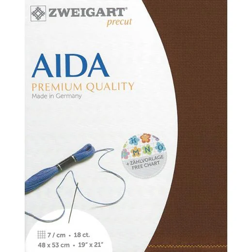 Zweigart Aida 18ct - Farbe 9010 kastanie (Precut 48x53 cm)