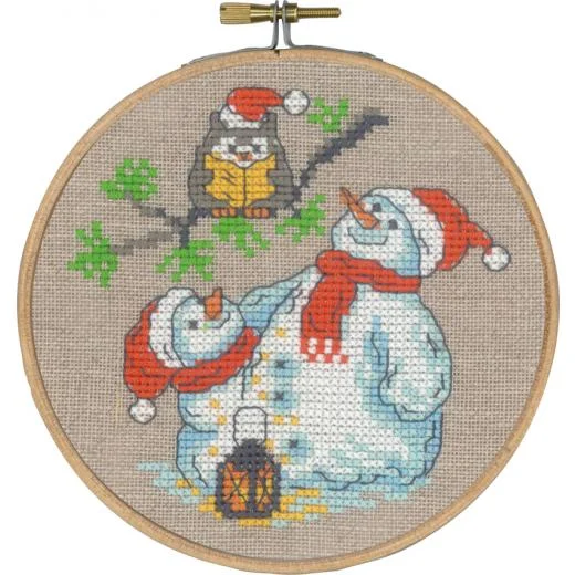 Permin of Copenhagen - Eule & Schneemann mit Stickring