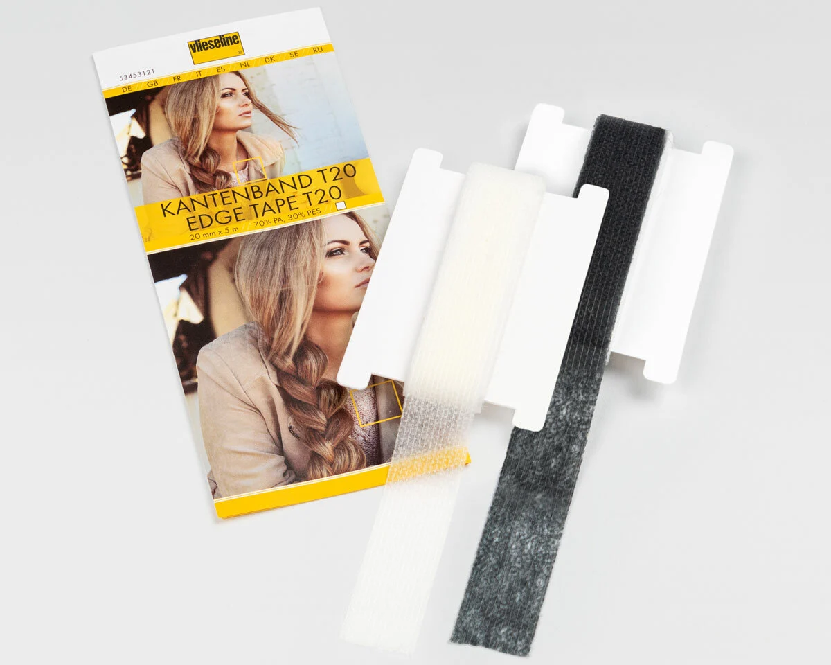 5 m KANTENBAND T20, weiß und grafit, Vlieseline