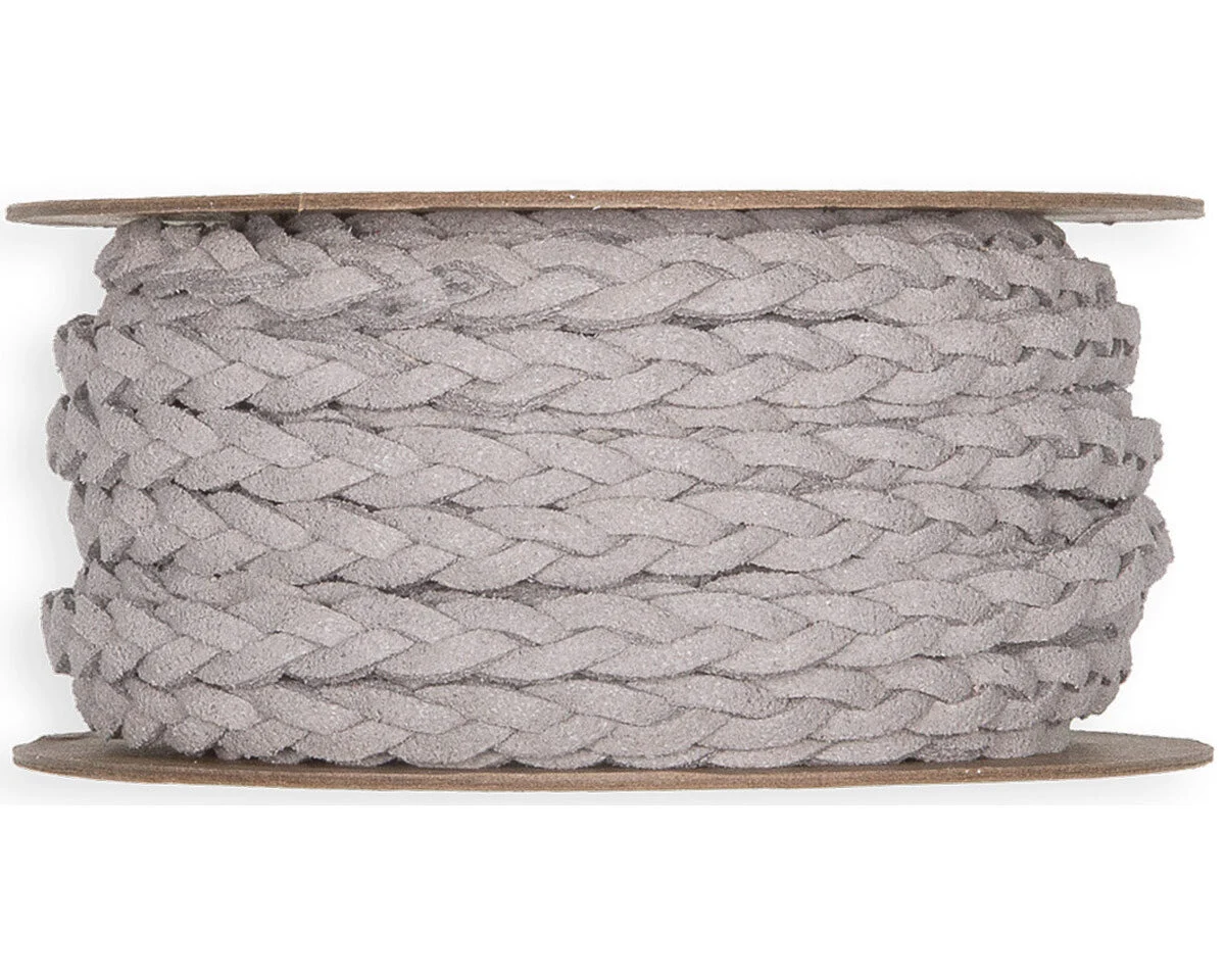 6 m Kunstleder-Band FLECHTKORDEL, grau
