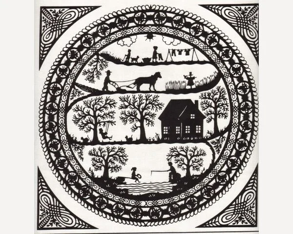 60-cm-Rapport Patchworkstoff SIMPLE PLEASURES, Scherenschnitt, schwarz, Northcott