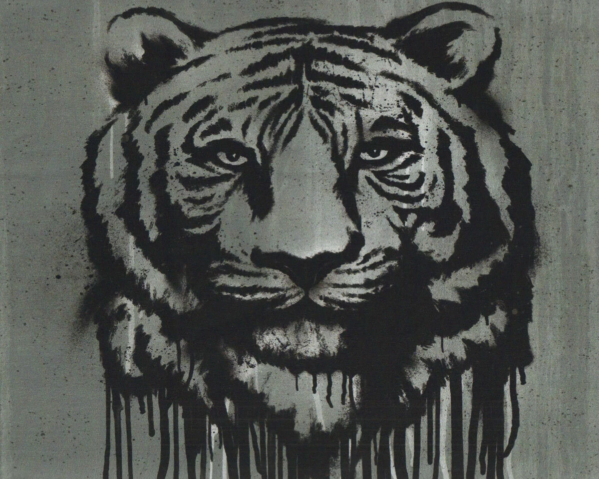 65-cm-Panel Baumwolljersey WILD TIGER by Thorsten Berger, grüngrau