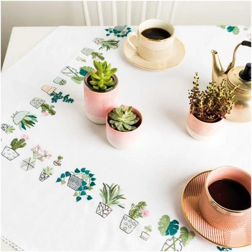 Tischdecke Kakteen bedruckt - Rico Design (Stickpackung)