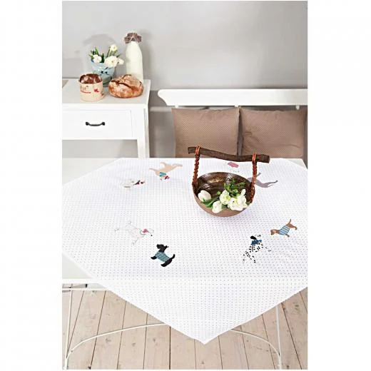 Tischdecke Hunde bedruckt - Rico Design (Stickpackung)
