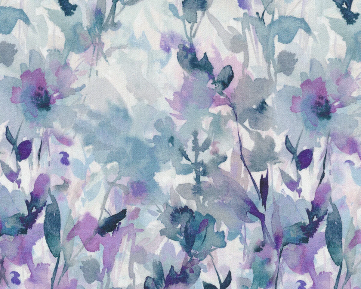 80-cm-Rapport Baumwollstretch PRATO, Blumen-Aquarell