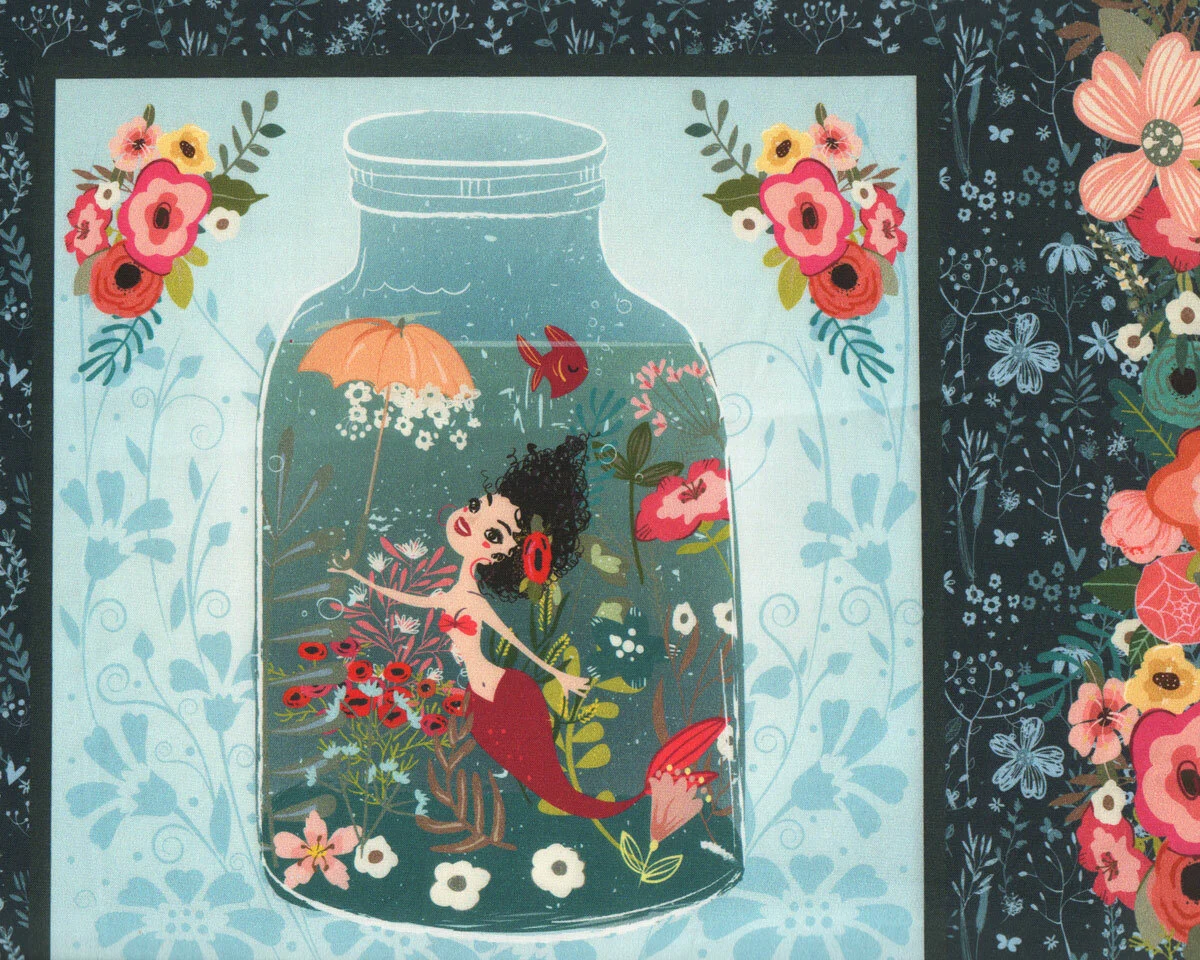 95-cm-Rapport Patchworkstoff MERMAIDS AND UNICORNS, Meerjungfrauen, In the Beginning