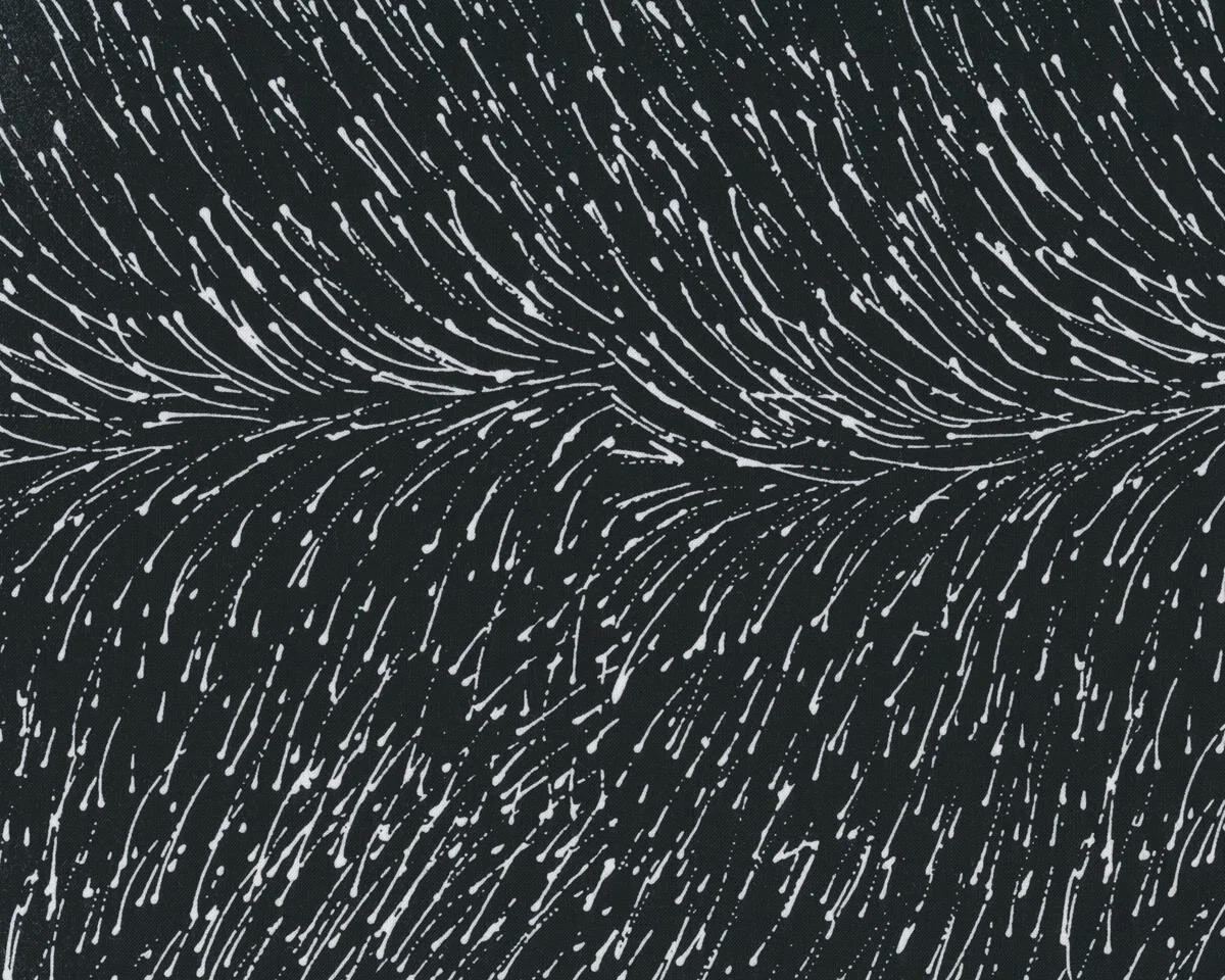 Australischer Patchworkstoff DROPPING SEEDS, Sprenkel, schwarz-weiß