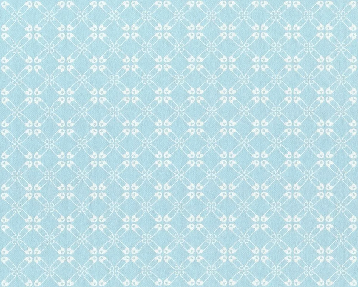 B-Ware Baumwollflanell SWEET BABY, Sicherheitsnadel-Kreuze, hellblau-weiß, Moda Fabrics