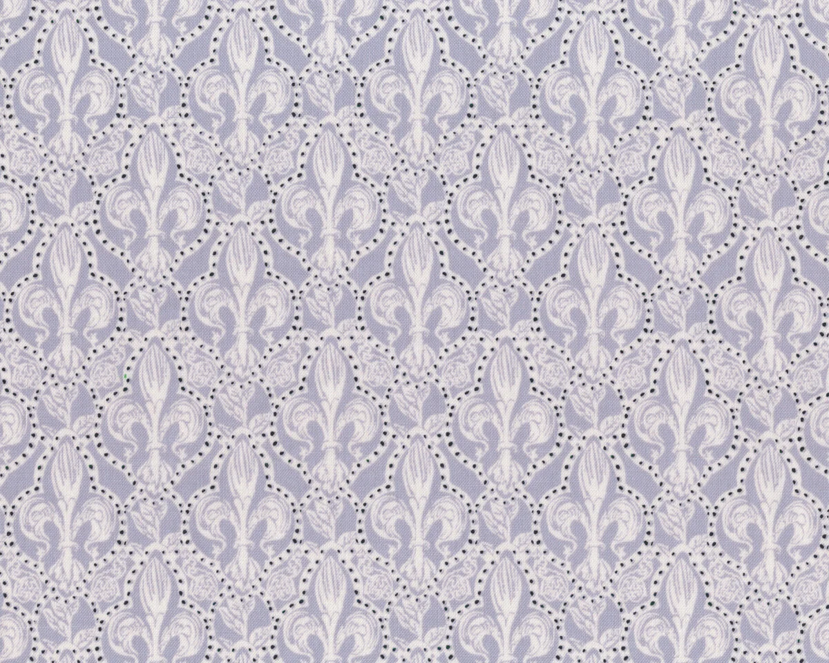 B-Ware Bio-Patchworkstoff MEDIEVAL FLEUR, Wappenlilie, grau-wollweiß, Jane Makower