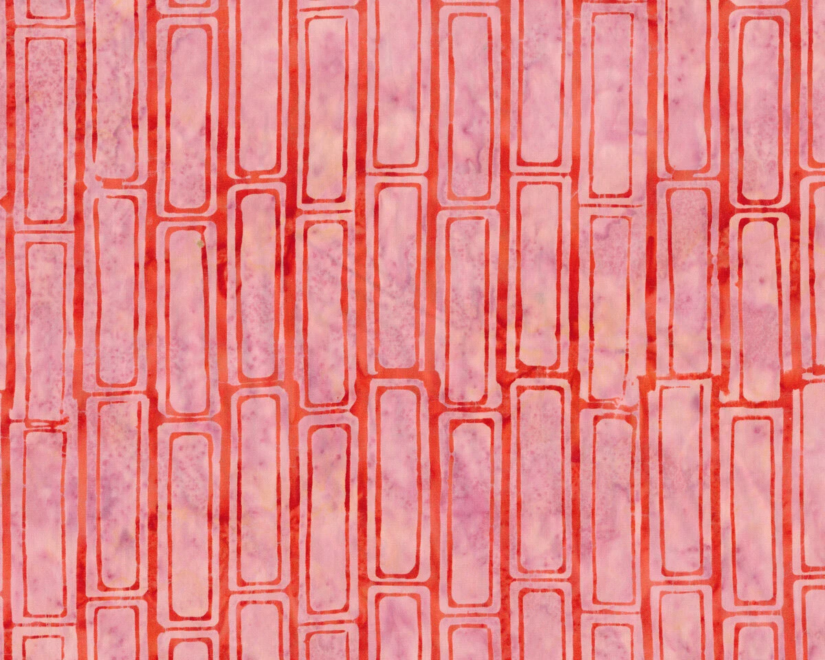 Batik-Patchworkstoff LATITUDE BATIKS, Ziegel-Rechtecke, hellrot-lachsrosa, Moda Fabrics