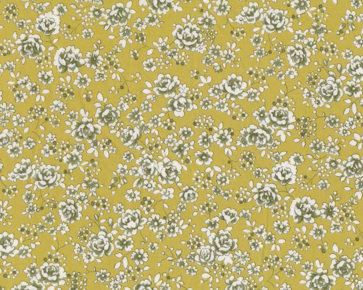 Batist REGENT STREET LAWNS, Streublümchen, helles olivgrün, Moda Fabrics