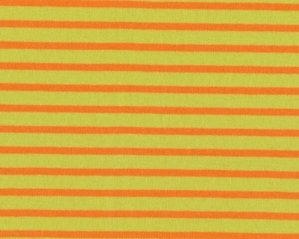 Baumwoll-Jersey "Campan" mit Streifen, apfelgrün-orange