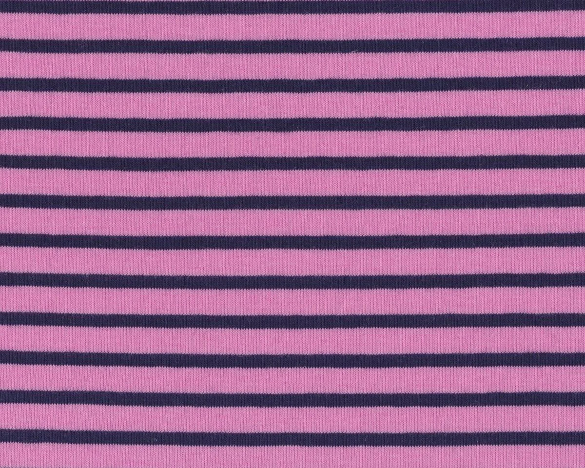 Baumwoll-Jersey CAMPAN mit Streifen, rosa-marineblau
