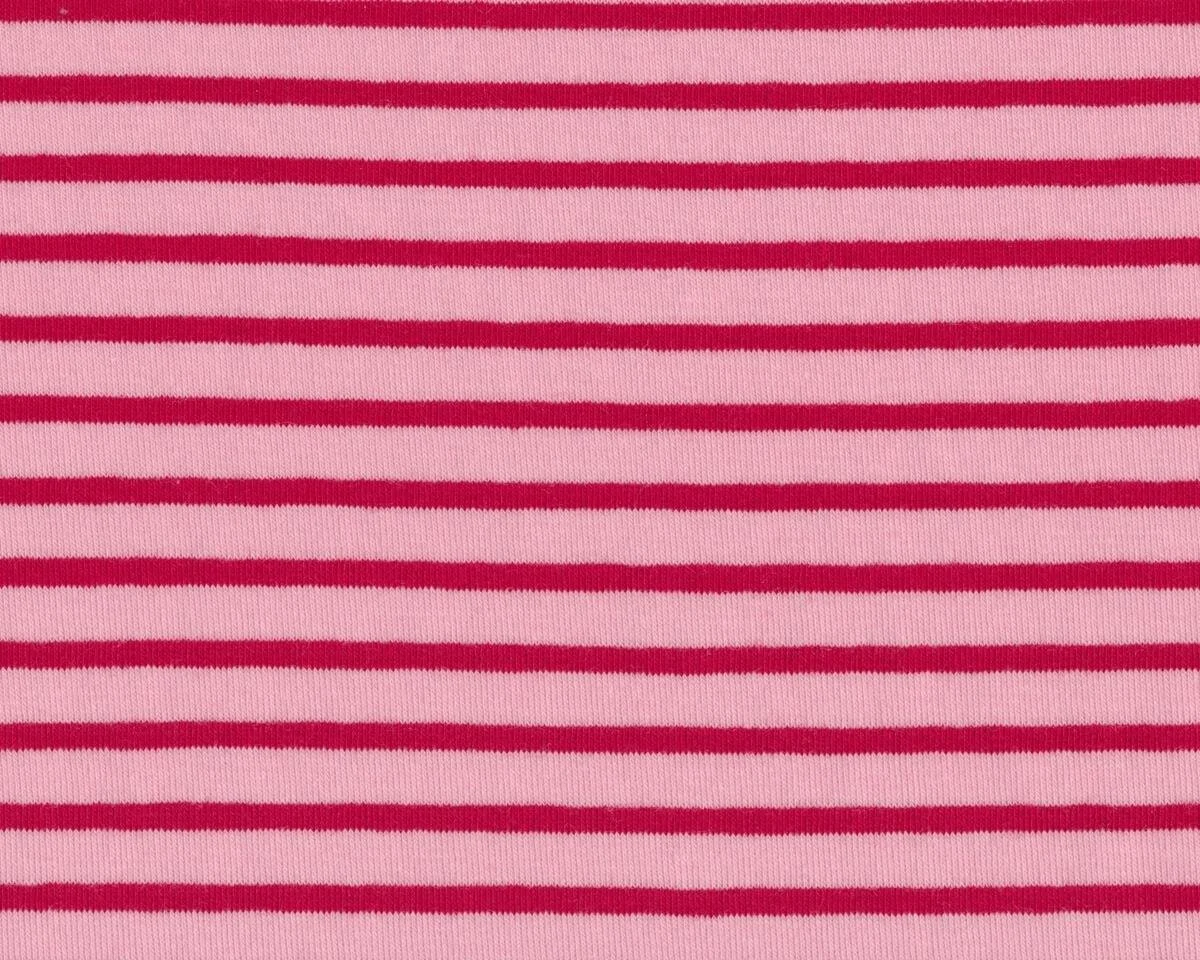 Baumwoll-Jersey CAMPAN mit Streifen, rosa-rot