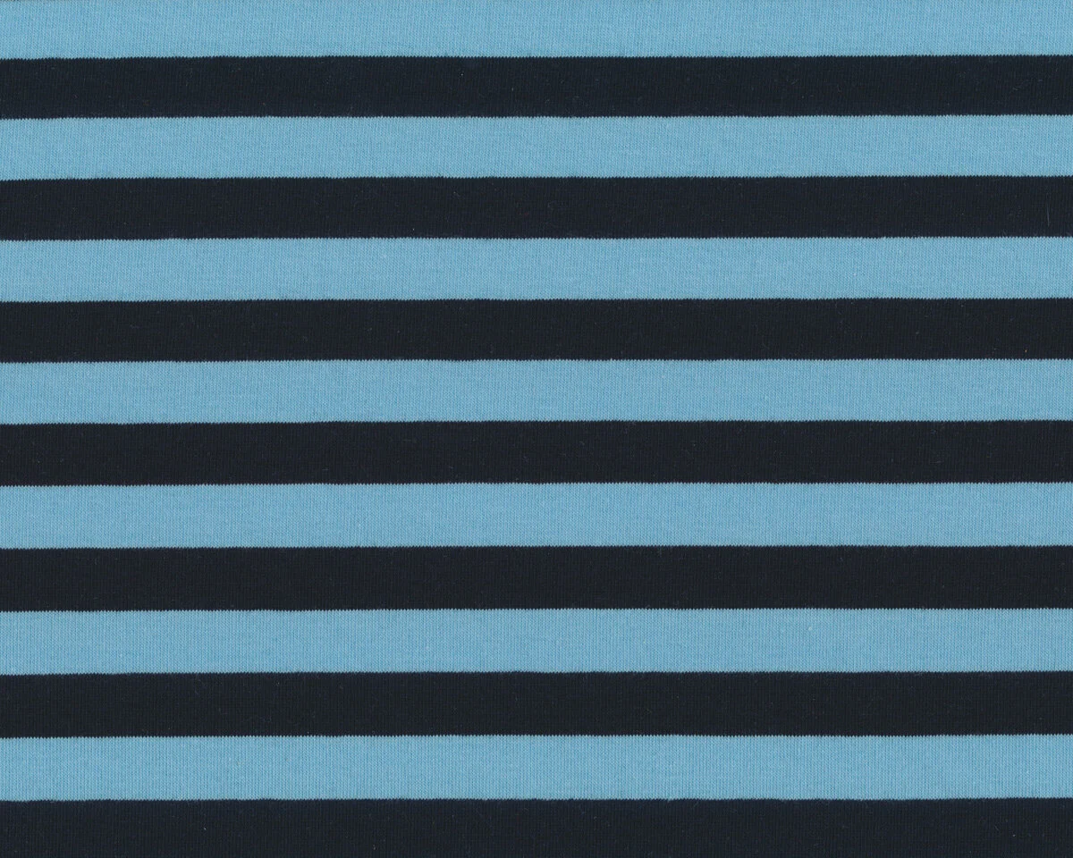 Baumwoll-Jersey CAMPANTE, breite Streifen, himmelblau-schwarz