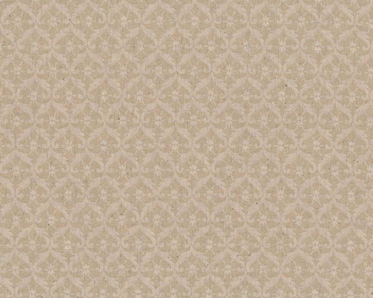 Baumwoll-Leinen-Patchworkstoff RUE INDIENNE, Blüten-Rauten, hellbeige, Moda Fabrics