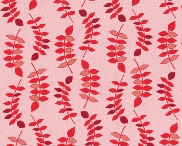 Baumwoll-Leinen-Stoff JENAVEVE LINEN, Blattzweige, rosa, Free Spirit