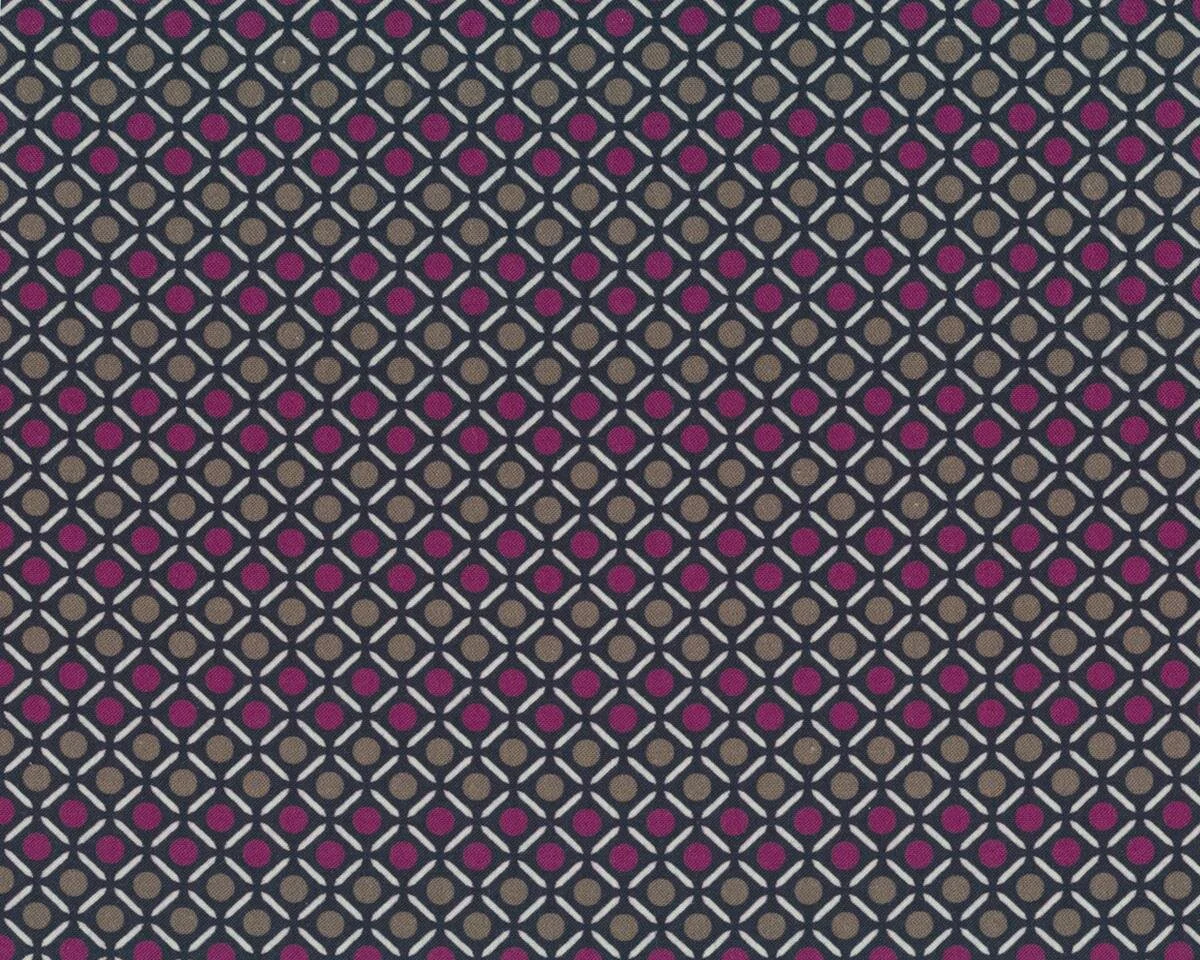 Baumwoll-Stretch GWEN, Raster-Kreise, fuchsia, Toptex