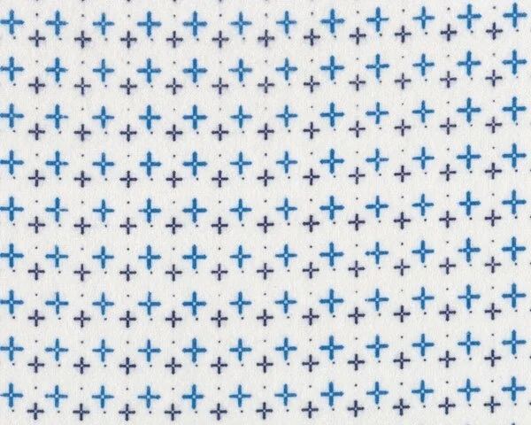 Baumwollflanell "Nordica" mit Kreuzen, weiß-blau
