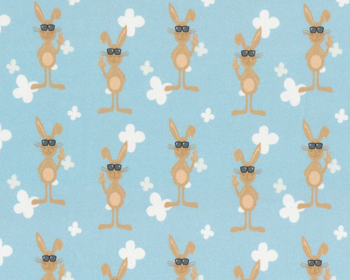 Baumwolljersey COOL BUNNY, Hasen, helles hellblau-hellbraun