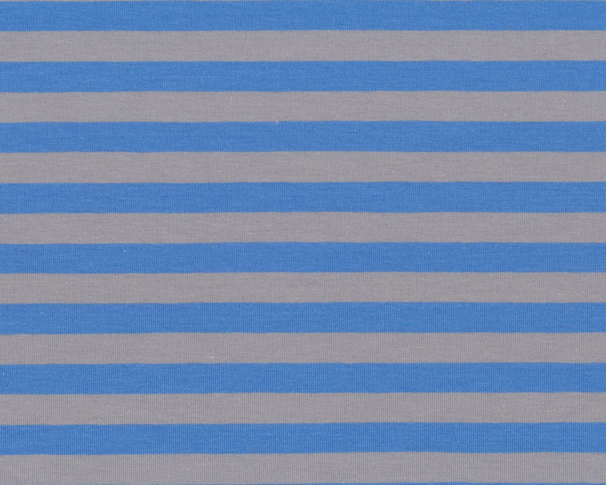 Baumwolljersey LOUCIE, Streifen, jeansblau-beigegrau