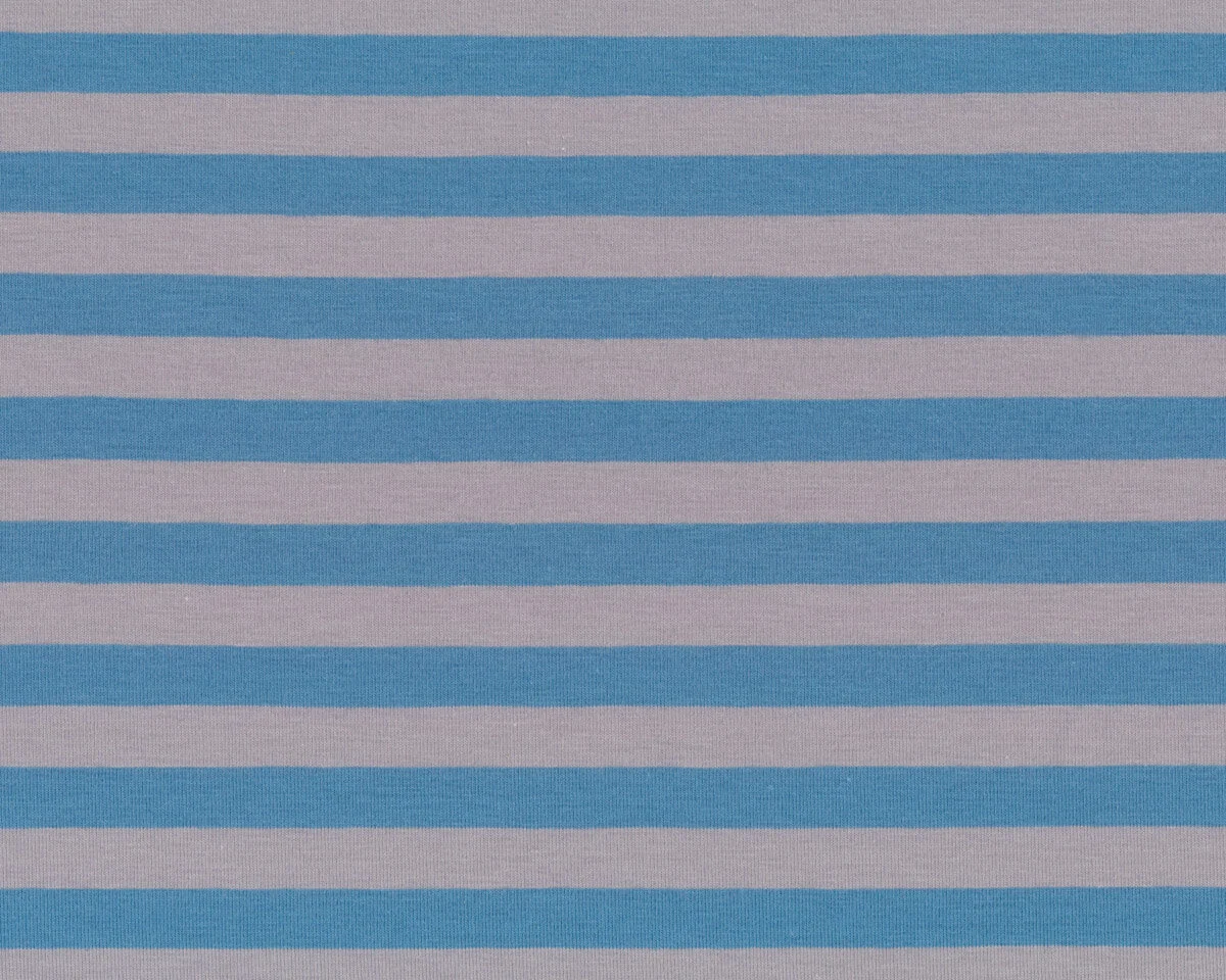 Baumwolljersey LOUISA, Streifen, taubenblau-grau