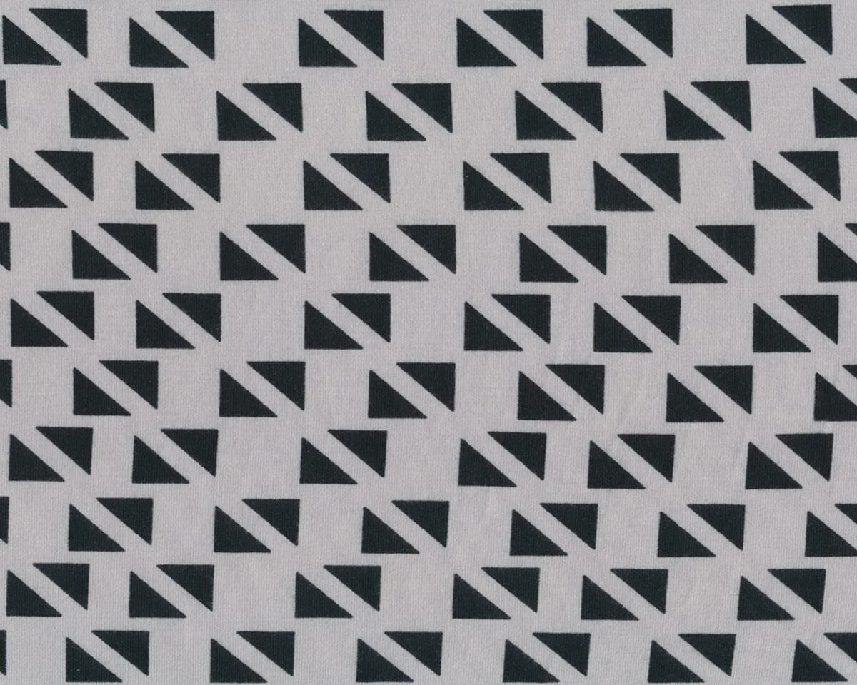 Baumwolljersey mit Elasthan TRIANGOLO, Dreieck-Streifen, hellgrau-schwarz