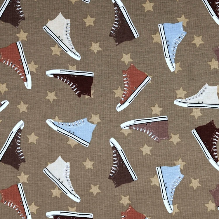 Baumwolljersey Sneakers, taupe