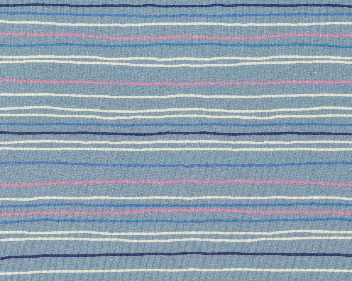 Baumwolljersey STRIPE, Streifen, taubenblau