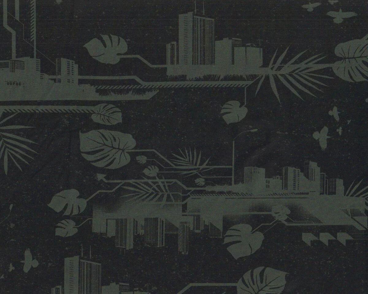Baumwolljersey URBAN JUNGLE by Thorsten Berger, graugrün