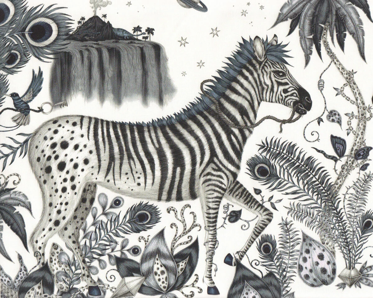 Baumwollsatin LOST WORLD, Mischwesen, wollweiß, Emma Shipley