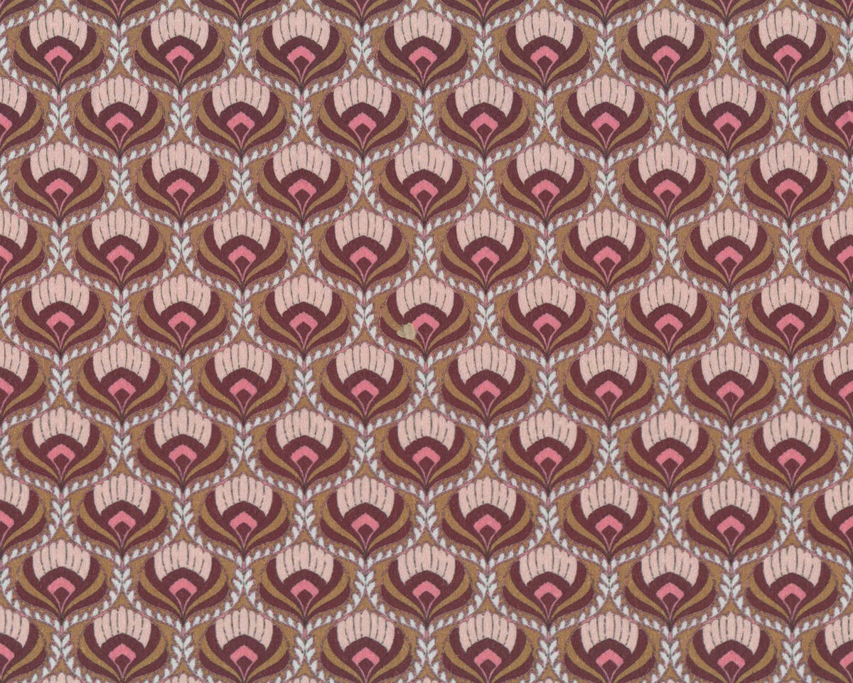 Baumwollstoff AVALANA, Kelchblüten-Muster, aubergine-altrosa
