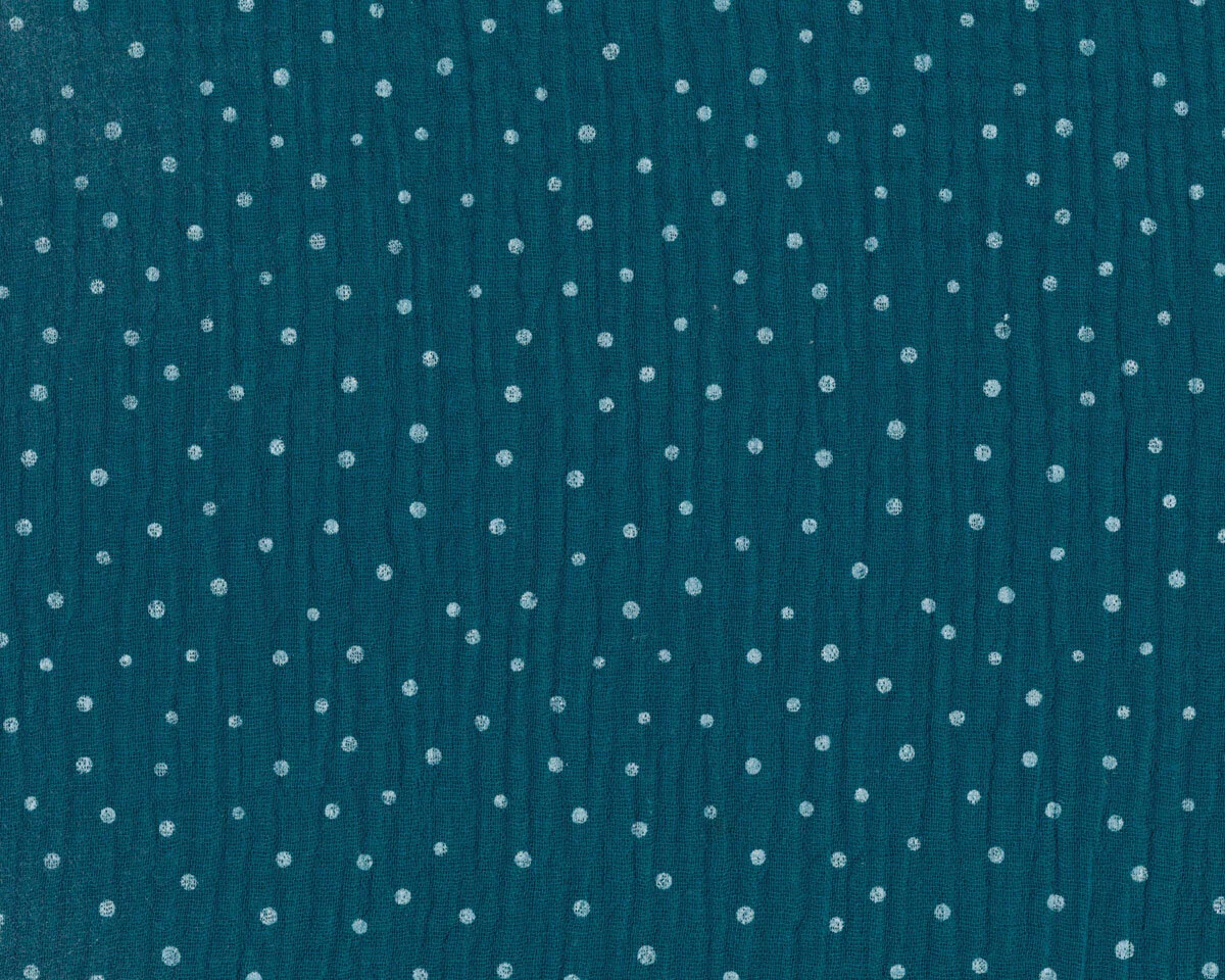 Baumwollstoff DOUBLE GAUZE DOTS, Punkte, petrol, Hilco