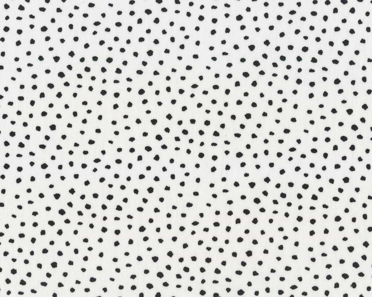 Baumwollstoff mit Elasthan SPOT, Tupfenpunkte, weiß-schwarz