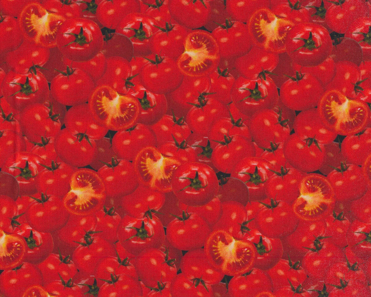Baumwollstoff YUMMY FOOD, Tomaten, rot