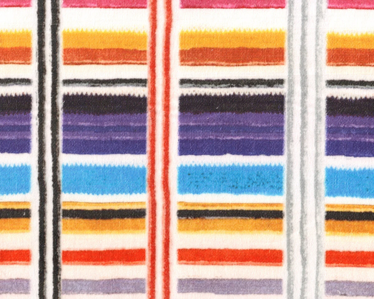 Baumwollstretch aus Italien PITTURA, Farbstreifen, gelb-lila