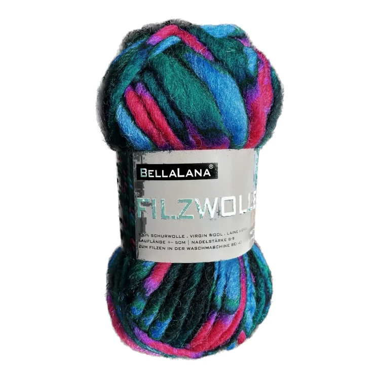 BellaLana Filzwolle 50gr. , türkis-rot
