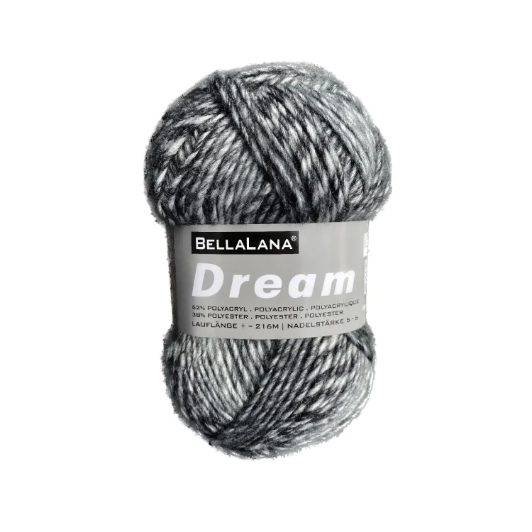 BellaLana Wolle Dream 100gr. , wollweiss-schwarz