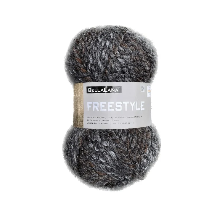 BellaLana Wolle Freestyle 100gr. , anthrazit- braun