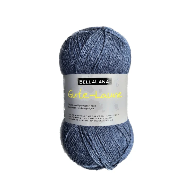BellaLana Wolle Gute-Laune-Socke 100gr. , dunkelblau meliert