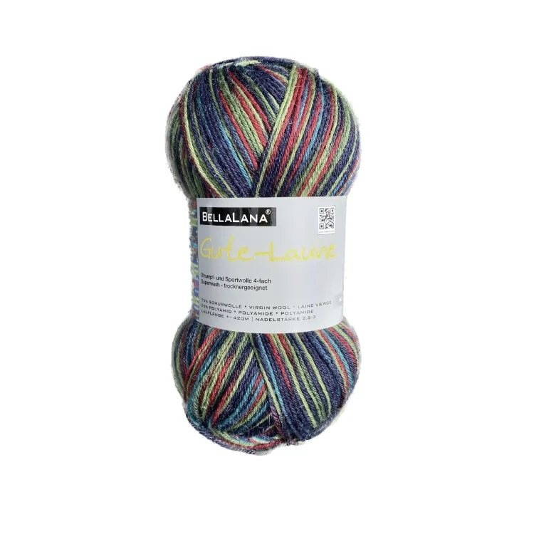 BellaLana Wolle Gute-Laune-Socke 100gr. , grün-rot