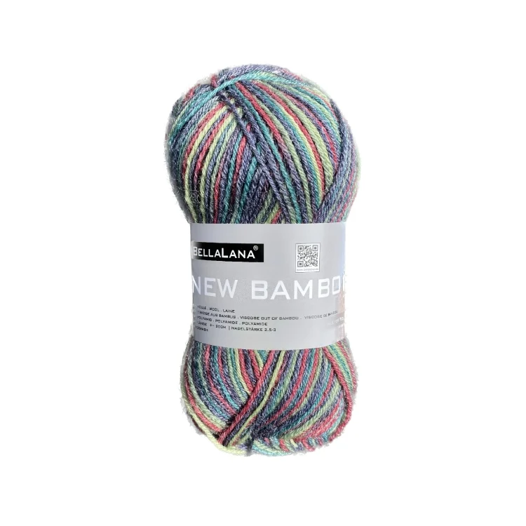 BellaLana Wolle New Bamboo 50gr. , blau-rot