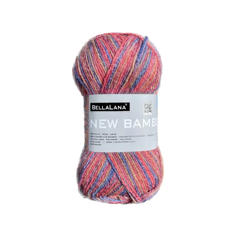 BellaLana Wolle New Bamboo 50gr. , rot-multicolor
