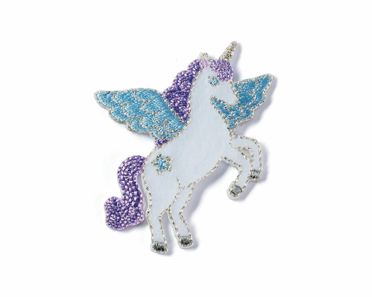 Bestickte Applikation EINHORN mit Flügeln, Prym