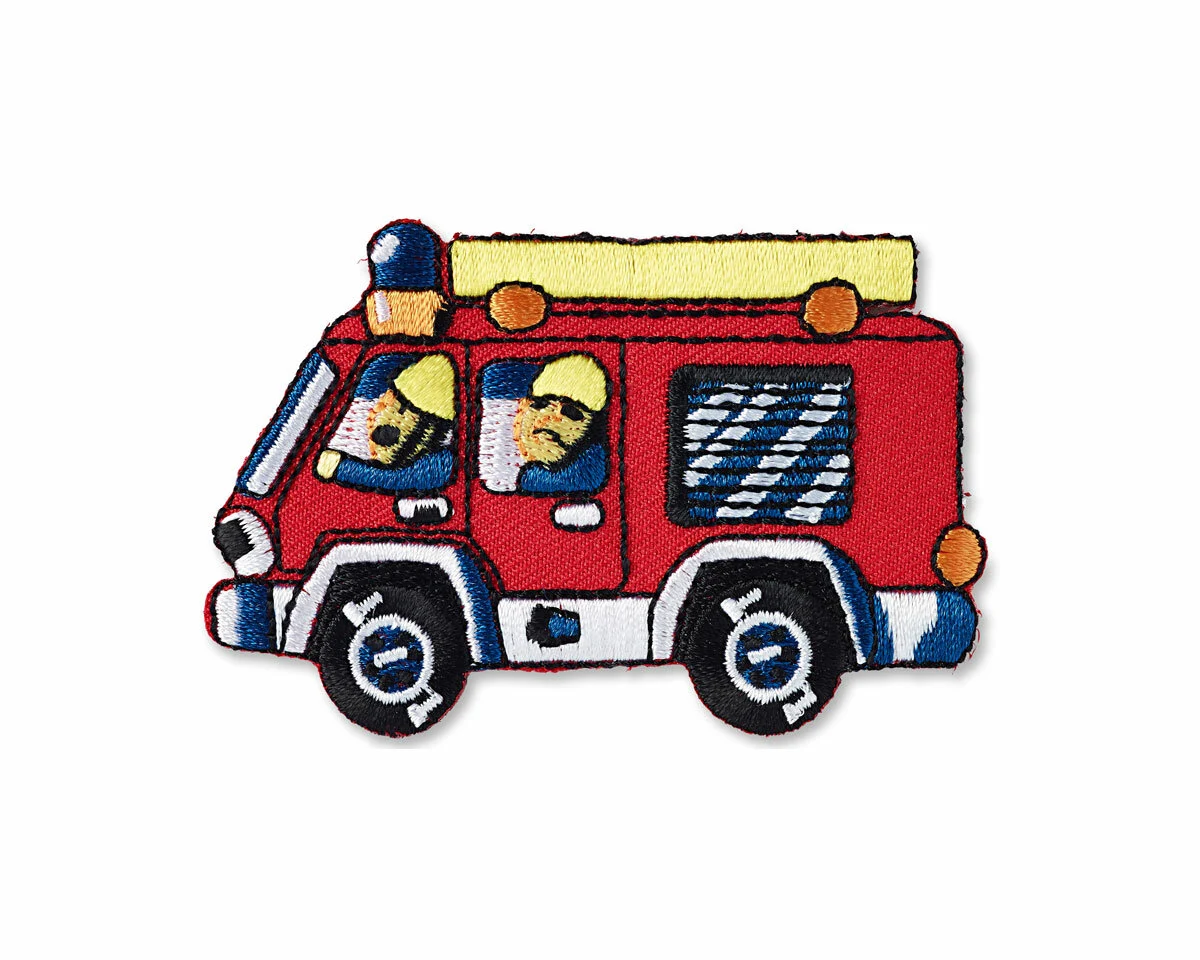 Bestickte Applikation FEUERWEHR mit Feuerwehrmännern, Prym